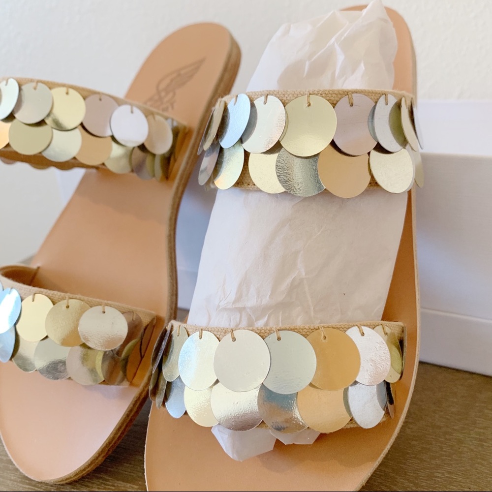 Ancient Greek Poulia Sandals in silver/platinum - Picture 4 of 9